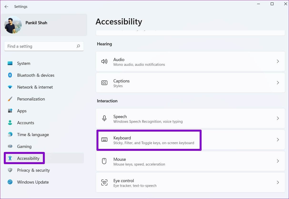 Accessibility-Settings-on-Windows-11 أفضل 8 طرق لإصلاح تأخر لوحة المفاتيح على Windows 11