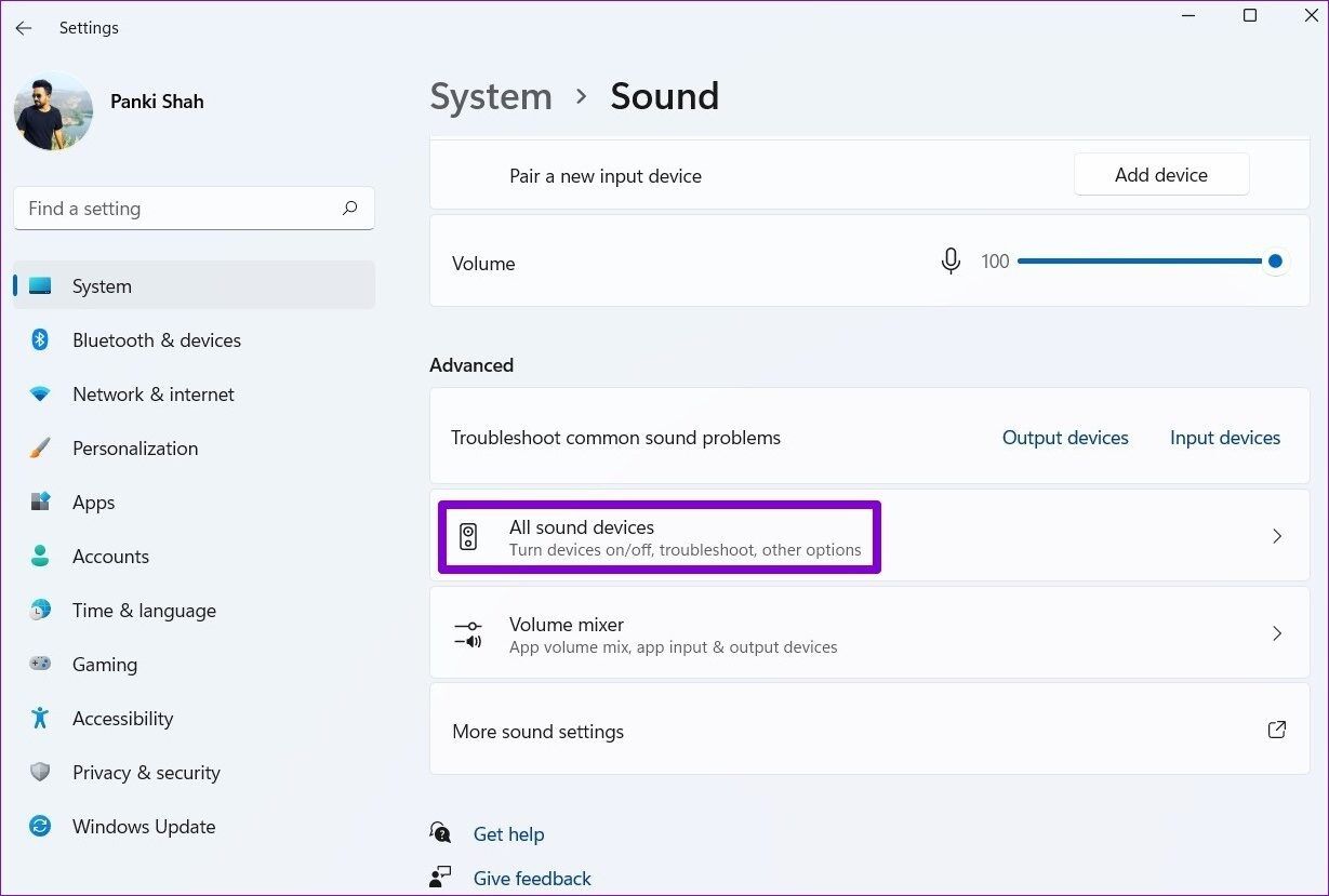 All-Sound-Devices-1229x829 كيفية إصلاح مشكلات تشويه الصوت أثناء البث على Windows 11