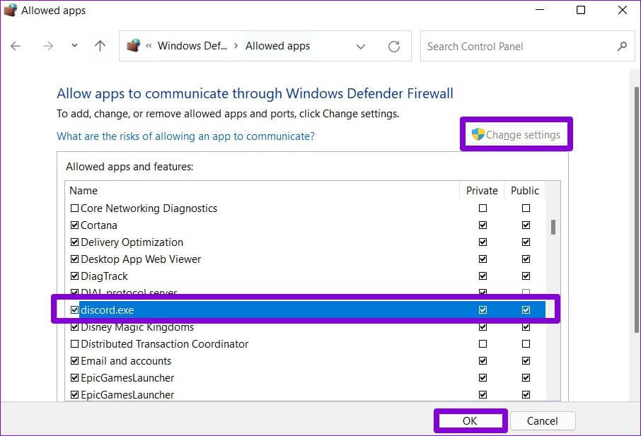 Allow-Discord-Through-Firewall-1 أفضل 7 طرق لإصلاح خطأ No Route في Discord على Windows 10 و Windows 11