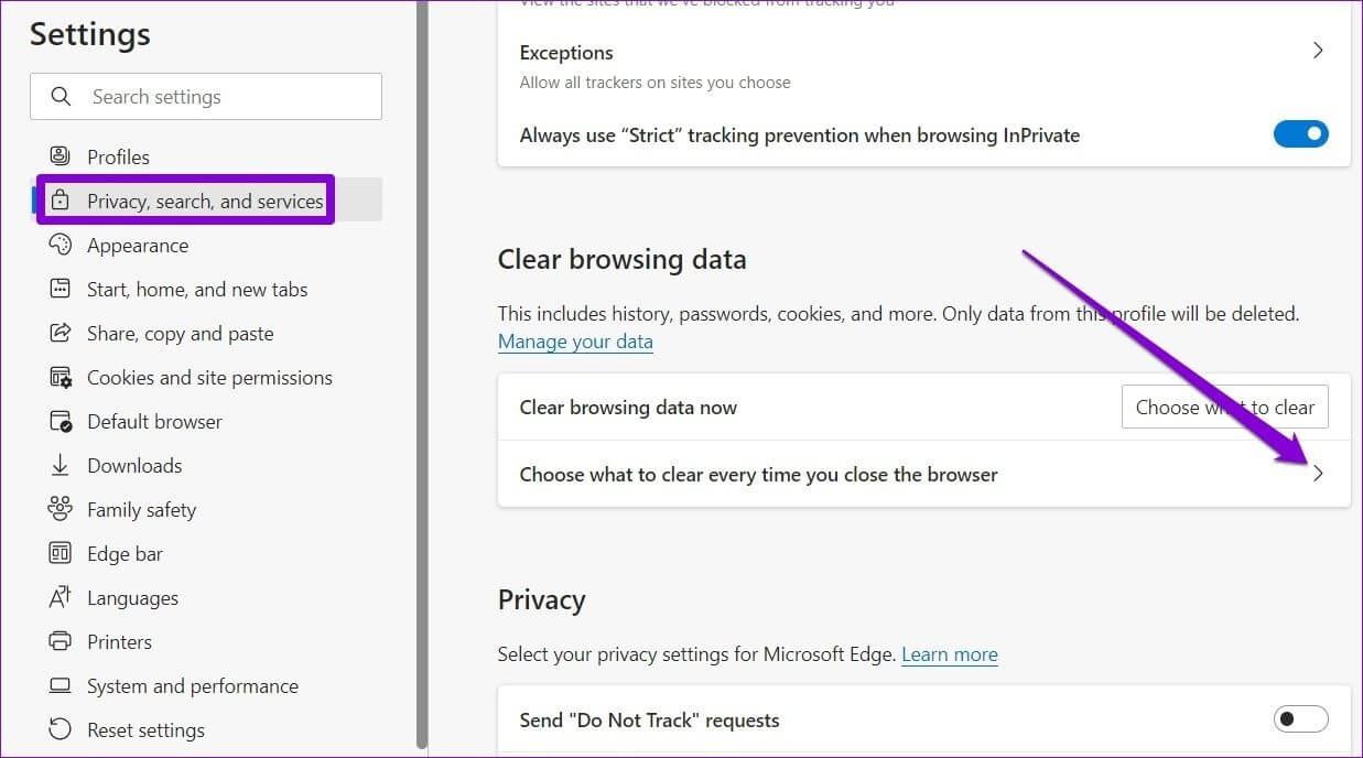 Choose-What-to-Clear-on-Every-Time-You-Close-Browser-on-Edge-1 أفضل 6 طرق لإصلاح استمرار Edge في تسجيل خروجي من مواقع الويب