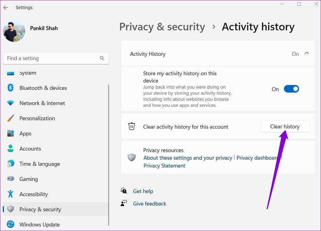 Clear-Activity-History-on-Windows-11 كيفية مسح سجل نشاط المستخدم على Windows 11