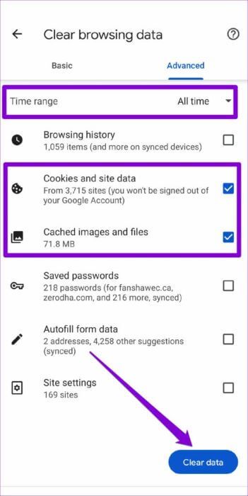 Clear-Chrome-Cache-and-Cookies-Mobile-513x1024-1-351x700 أفضل 7 طرق لإصلاح عدم تحميل Chrome للصفحات على Android و iPhone