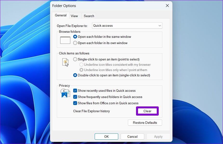 Clear-File-Explorer-History-1 كيفية مسح سجل نشاط المستخدم على Windows 11