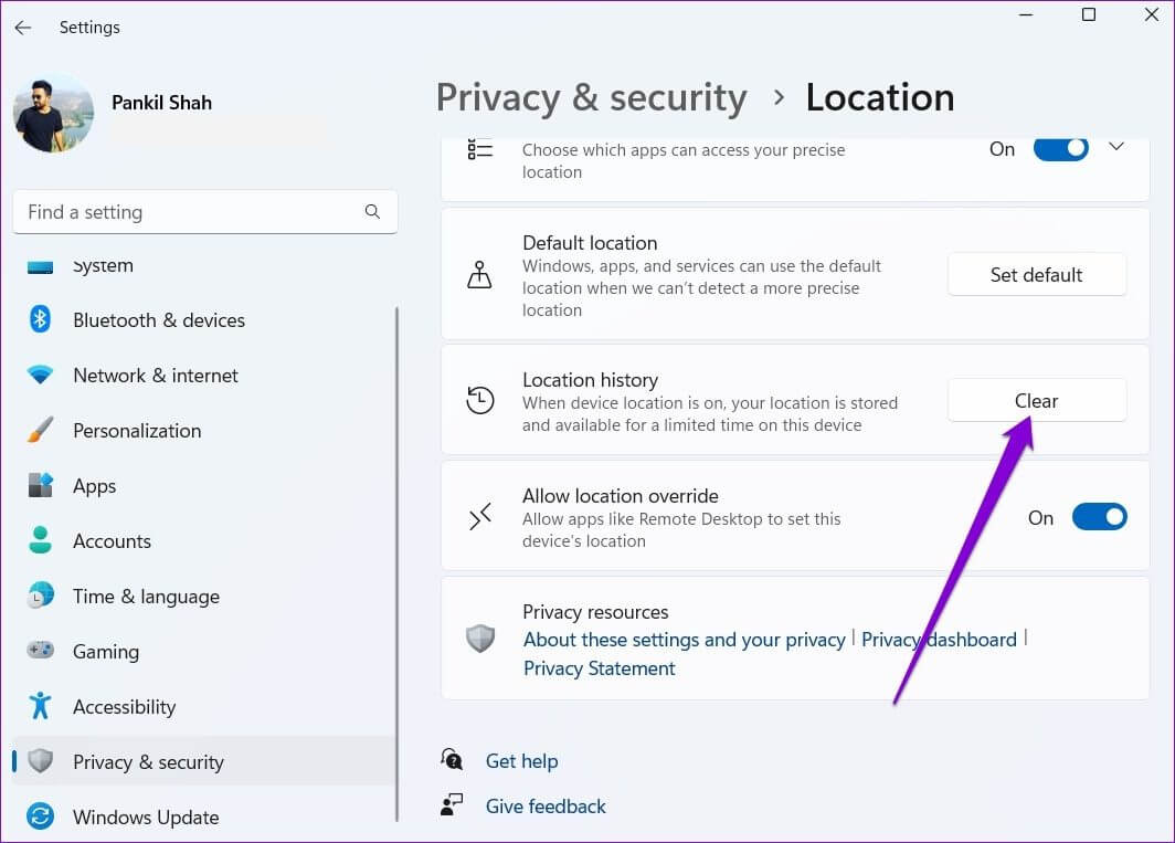 Clear-Location-History-on-Windows-11 كيفية مسح سجل نشاط المستخدم على Windows 11