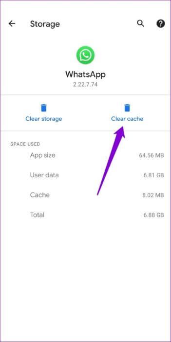 Clear-WhatsApp-Cache-513x1024-1-351x700 أفضل 7 طرق لإصلاح خطأ تعذر إرسال حالة WhatsApp