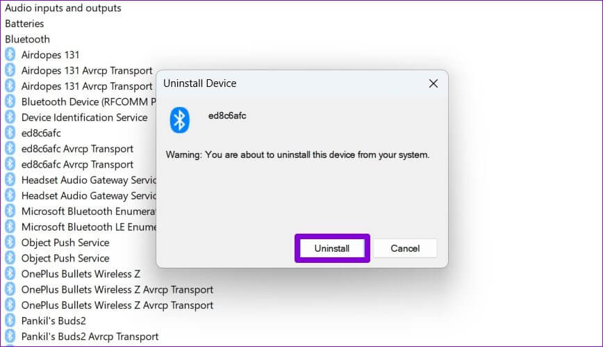 Confirm-Remove-Bluetooth-Device-from-Device-Manager-868x499 أفضل 6 طرق لإصلاح تعذر إزالة جهاز Bluetooth على Windows 11