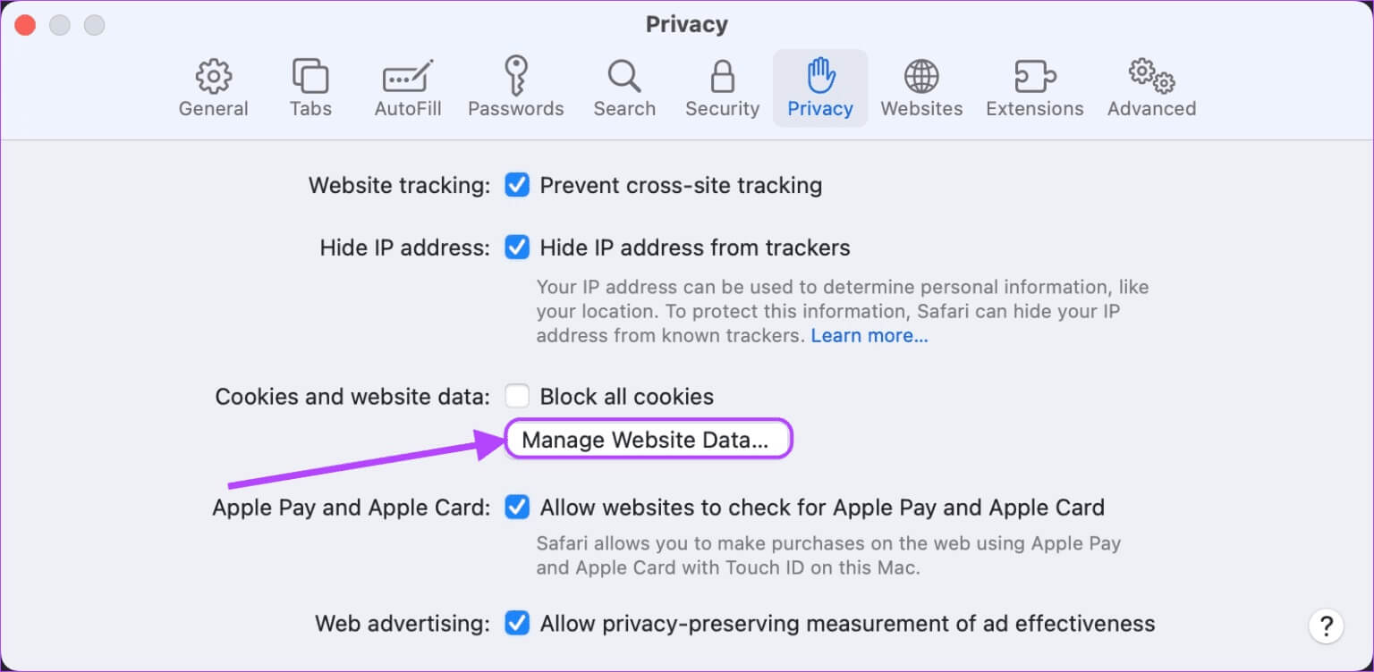 Delete-All-Website-Data-3-1536x752-1 أفضل 6 طرق لإصلاح استمرار تعطل Safari في Mac