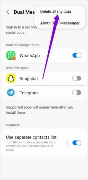 Delete-Dual-Messenger-Data-500x1024-1 كيفية استخدام Dual Messenger على هواتف Samsung Galaxy