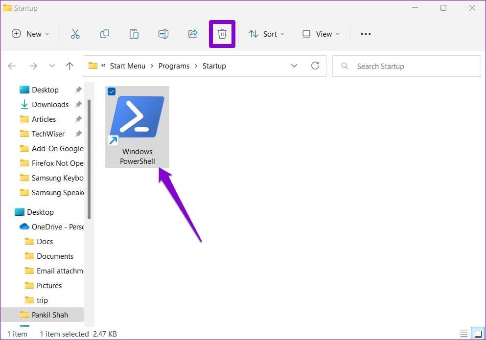 Delete-PowerShell-From-Startup-Folder أفضل الطرق لإصلاح استمرار PowerShell في الظهور على Windows 11