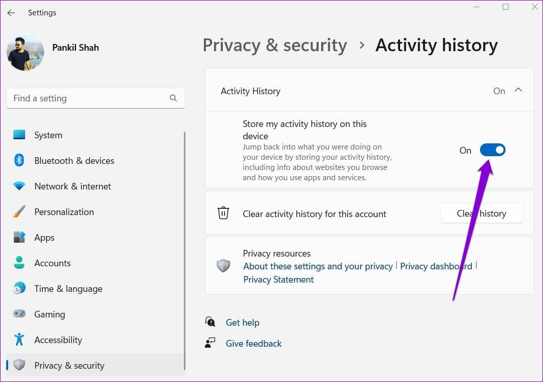 Disable-Activity-History-on-Windows-11 كيفية مسح سجل نشاط المستخدم على Windows 11