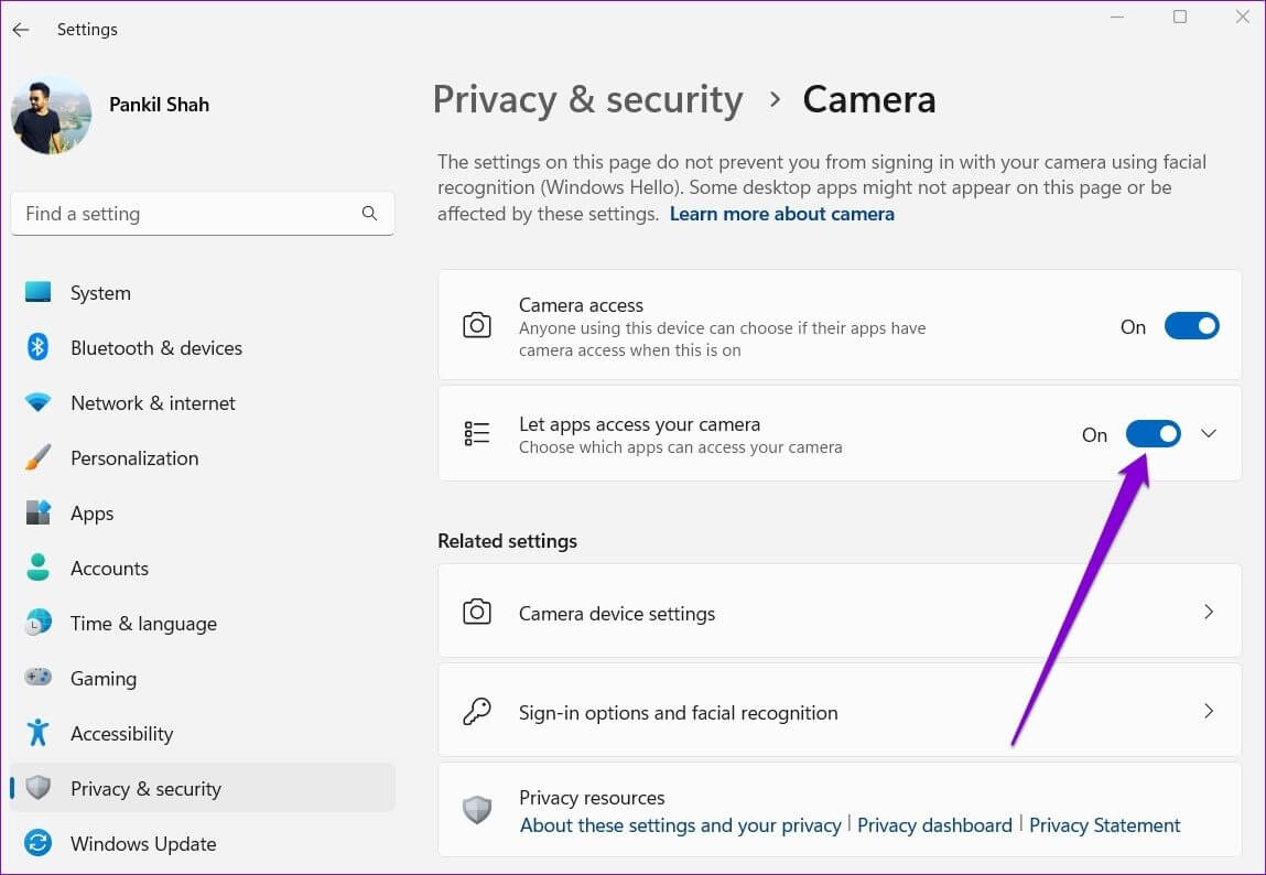 Disable-Camera-Permission-for-Every-App-on-Windows كيفية تمكين وتعطيل وإدارة أذونات التطبيق على Windows 11