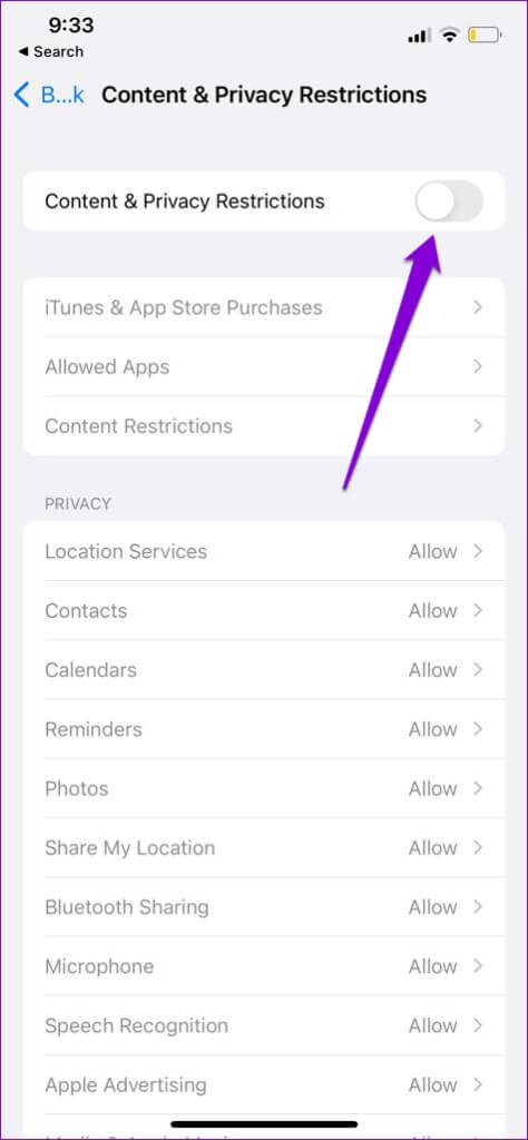 Disable-Content-and-Privacy-Restrictions-on-iPhone-474x1024-1-474x1024 أفضل 7 طرق لإصلاح عدم تحميل Chrome للصفحات على Android و iPhone