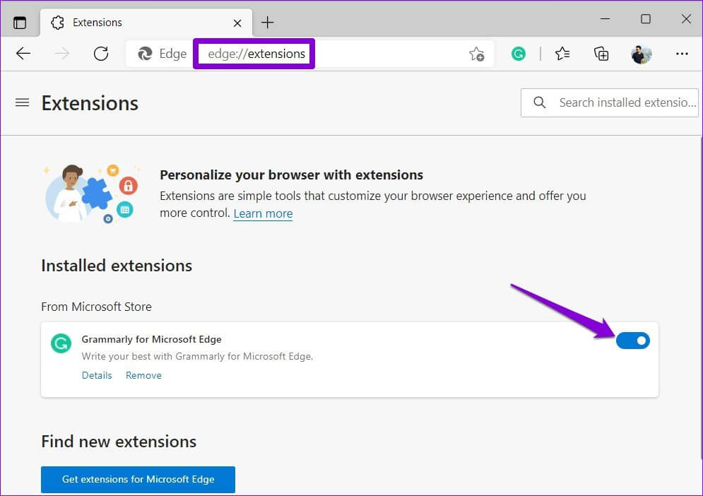 Disable-Extensions-in-Edge-3 أهم 6 طرق لإصلاح عدم تحميل الصور في Microsoft Edge