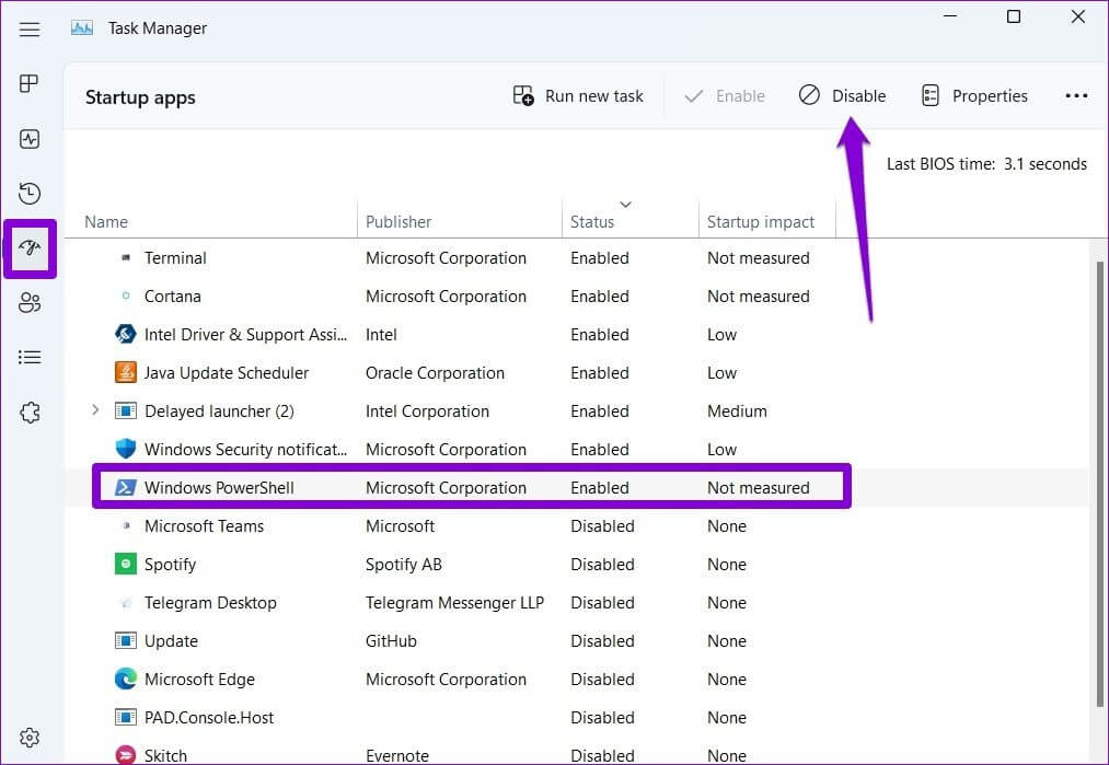 Disable-PowerShell-from-Opening-At-Startup-on-Windows-11-1 أفضل الطرق لإصلاح استمرار PowerShell في الظهور على Windows 11