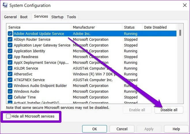 Disable-Services أفضل الطرق لإصلاح استمرار PowerShell في الظهور على Windows 11