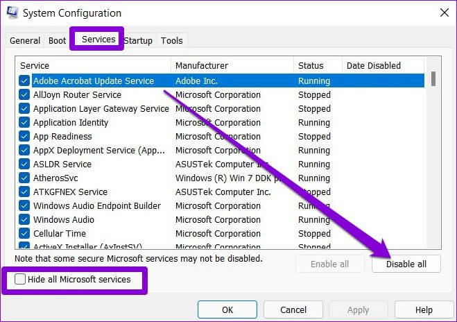 Disable-Startup-Programs-5 أفضل 5 طرق لإصلاح "خطأ في كتابة إعدادات الخادم الوكيل" على Windows 11