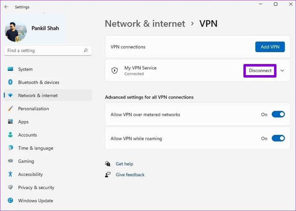 Disconnect-VPN-on-Windows-11 أفضل 7 طرق لإصلاح خطأ No Route في Discord على Windows 10 و Windows 11