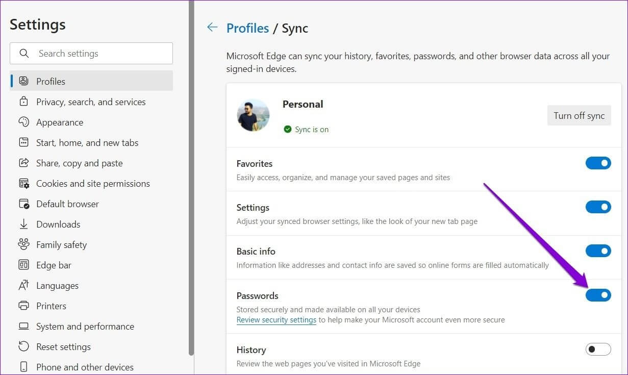 Enable-Password-Sync-on-Edge-1 أفضل 6 طرق لإصلاح استمرار Edge في تسجيل خروجي من مواقع الويب