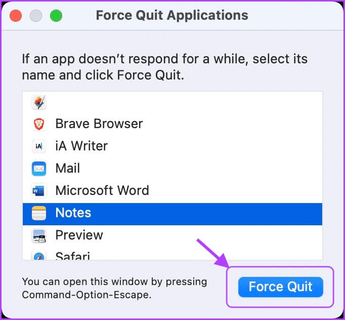 Force-Quit-Apple-Notes-Apps-2 أفضل 5 طرق لإصلاح تعطل Apple Notes في Mac