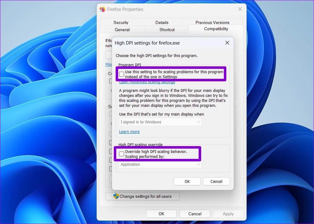 High-DPI-Settings-1010x719 أفضل 6 طرق لإصلاح مشكلة الشاشة الضبابية على Windows 11