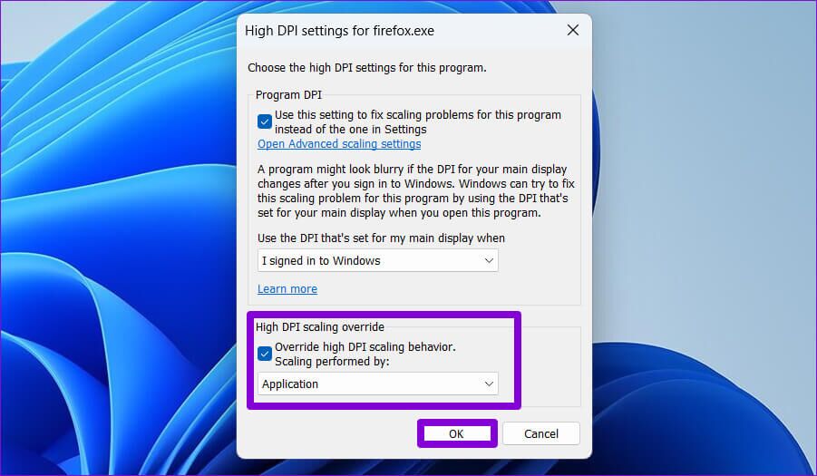 High-DPI-Settings-for-Program-901x525 أفضل 6 طرق لإصلاح مشكلة الشاشة الضبابية على Windows 11