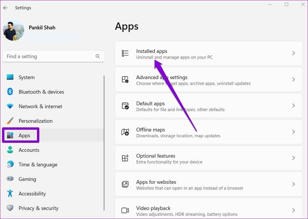 Installed-Apps-on-Windows-1-1 أفضل 6 طرق لإصلاح استمرار Edge في تسجيل خروجي من مواقع الويب