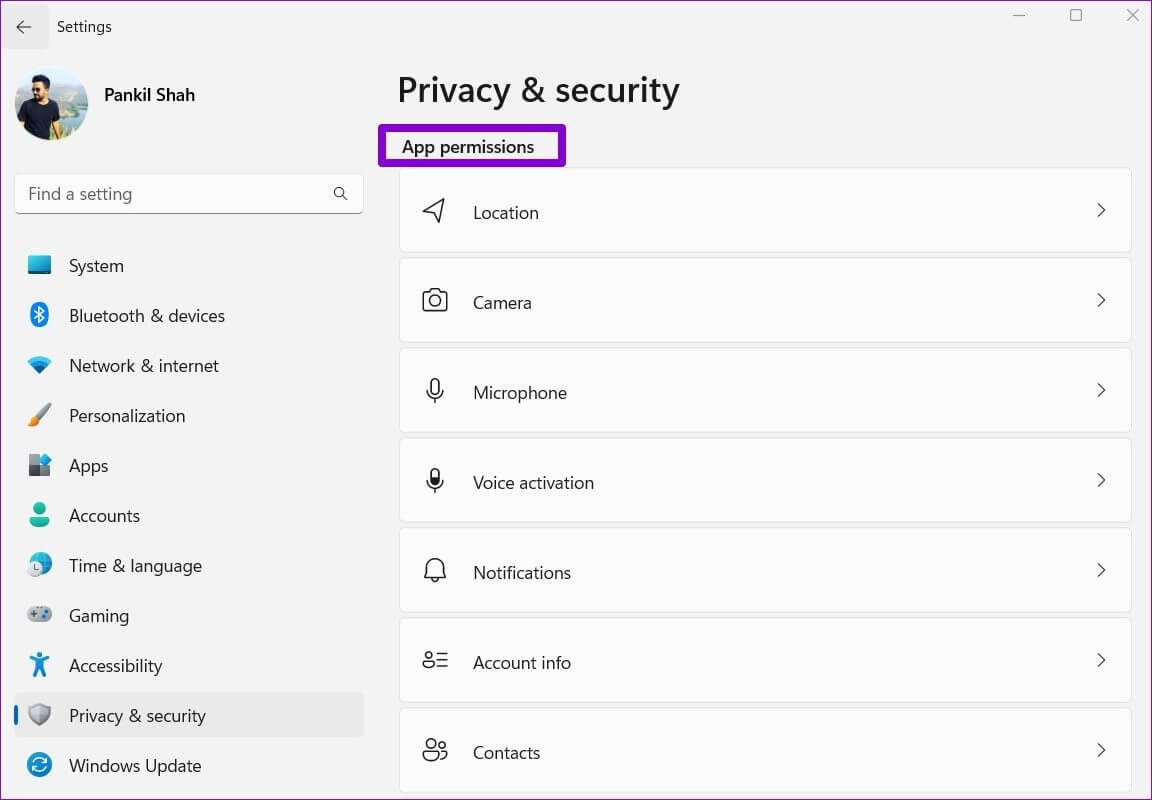 List-of-App-Permissions-on-Windows-11 كيفية تمكين وتعطيل وإدارة أذونات التطبيق على Windows 11