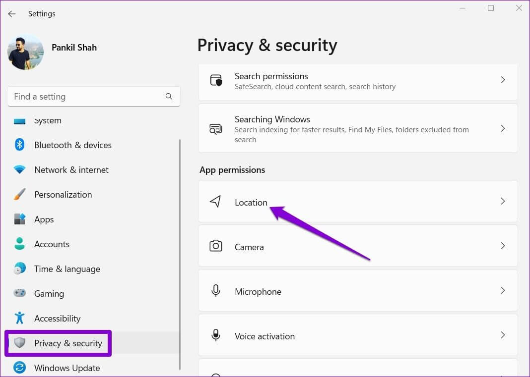 Location-Settings-on-Windows-11 كيفية مسح سجل نشاط المستخدم على Windows 11