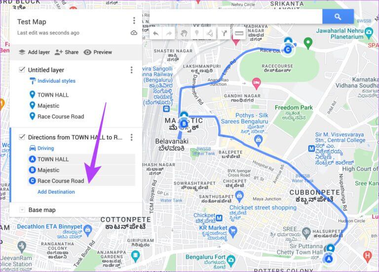 Maps-route-17-768x552-1 كيفية مشاركة المسار أو الاتجاهات المخصصة على خرائط Google لأجهزة الكمبيوتر الشخصية وأجهزة Android