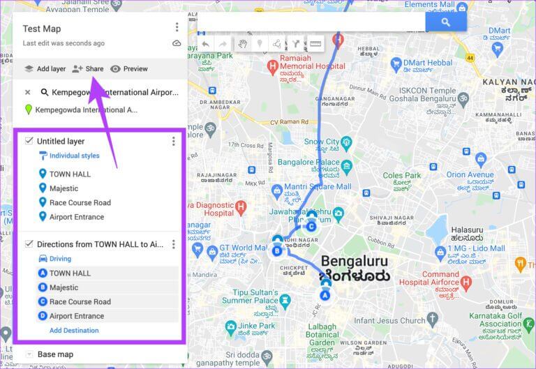 Maps-route-20-768x529-1 كيفية مشاركة المسار أو الاتجاهات المخصصة على خرائط Google لأجهزة الكمبيوتر الشخصية وأجهزة Android