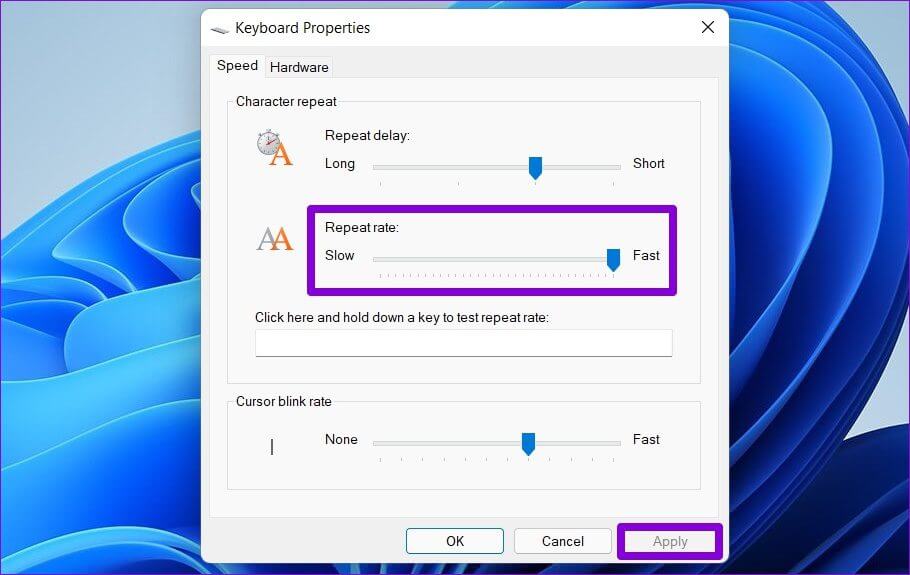 Modify-Keyboard-Repeat-Rate-on-Windows-11 أفضل 8 طرق لإصلاح تأخر لوحة المفاتيح على Windows 11