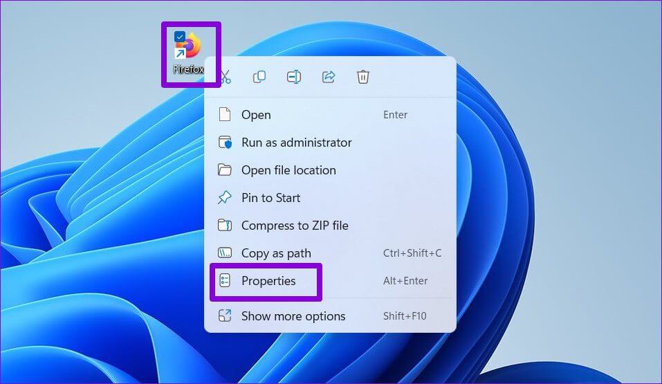 Open-Firefox-Properties-1 أفضل 5 طرق لإصلاح عدم فتح Firefox على Windows 10 و Windows 11