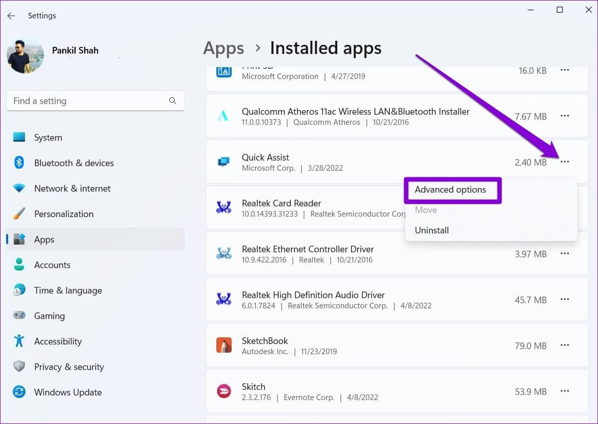 Open-Quick-Assist-Advanced-Options-1 أفضل 6 طرق لإصلاح عدم عمل المساعدة السريعة على Windows 11