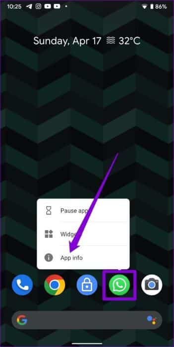 Open-WhatsApp-App-Info-513x1024-1-351x700 أفضل 7 طرق لإصلاح خطأ تعذر إرسال حالة WhatsApp