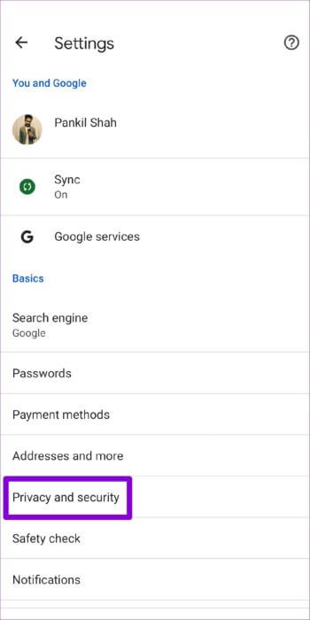 Privacy-and-Security-on-Chrome-for-Android-512x1024-1-350x700 أفضل 7 طرق لإصلاح عدم تحميل Chrome للصفحات على Android و iPhone