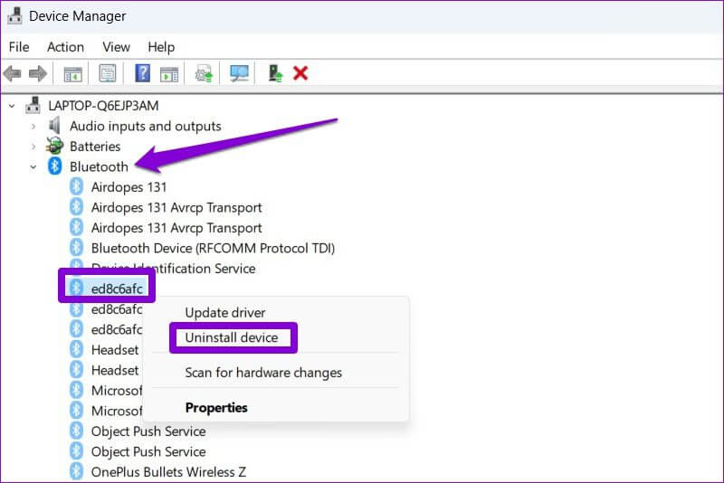 Remove-Bluetooth-Device-from-Device-Manager-800x534 أفضل 6 طرق لإصلاح تعذر إزالة جهاز Bluetooth على Windows 11