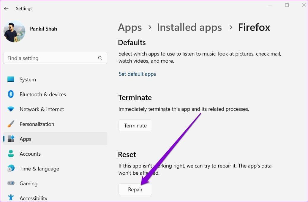 Repair-Firefox-App أفضل 5 طرق لإصلاح عدم فتح Firefox على Windows 10 و Windows 11