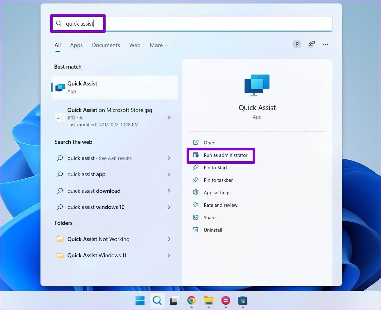 Run-Quick-Assist-as-Administrator أفضل 6 طرق لإصلاح عدم عمل المساعدة السريعة على Windows 11