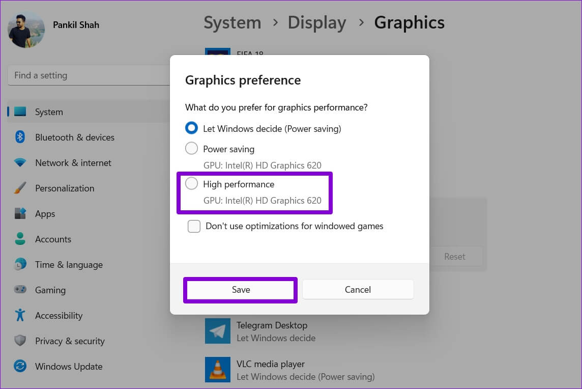 Set-Graphics-Settings-for-App-1144x764 أفضل 6 طرق لإصلاح مشكلة الشاشة الضبابية على Windows 11