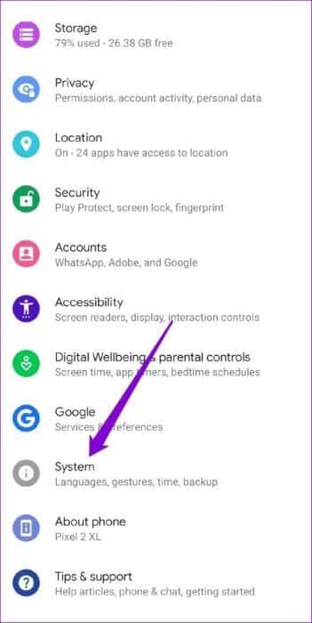 System-Settings-on-Android-5-513x1024-1-351x700 أفضل 7 طرق لإصلاح خطأ تعذر إرسال حالة WhatsApp