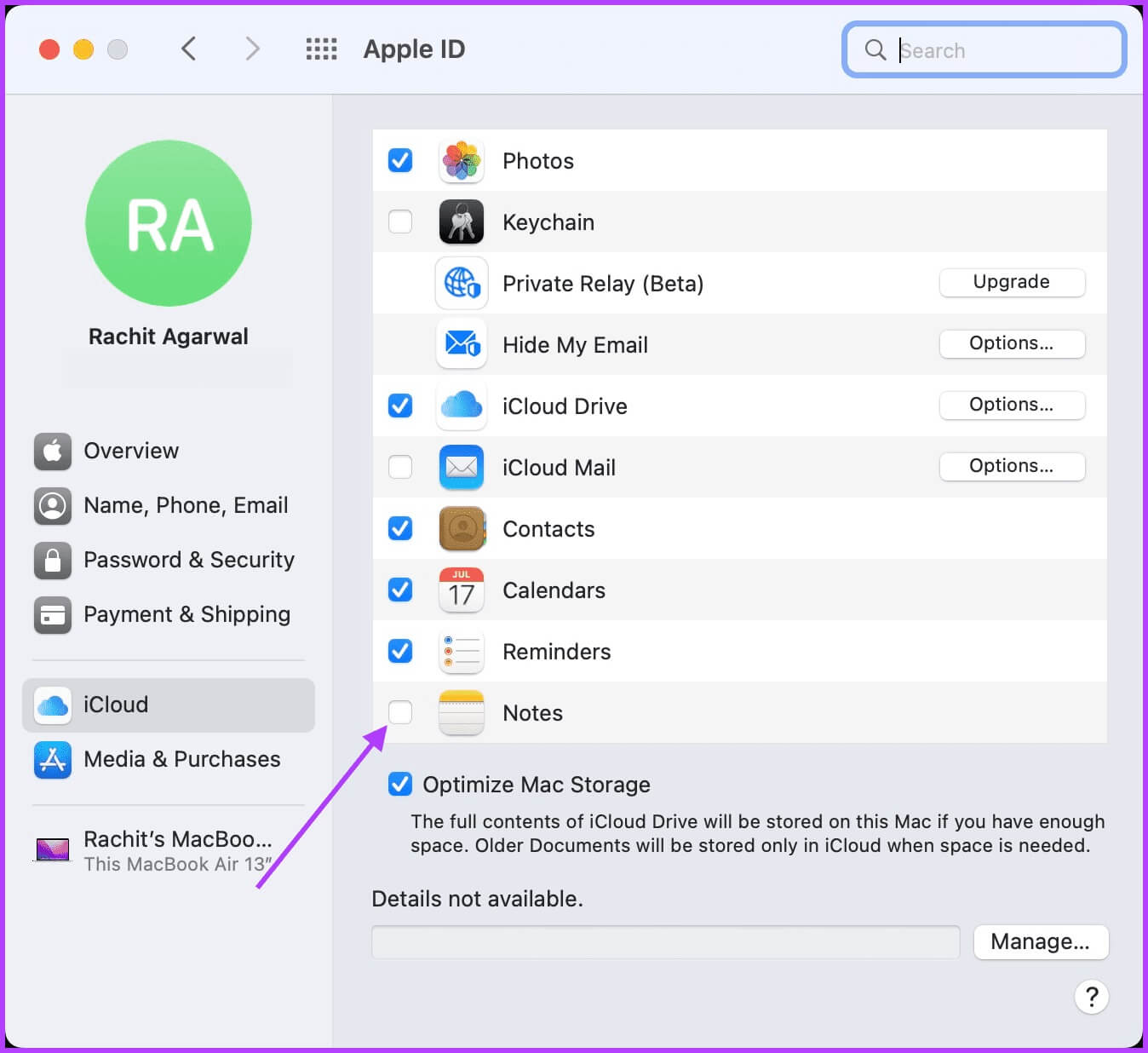 Turn-on-iCloud-Sync-3 أفضل 5 طرق لإصلاح تعطل Apple Notes في Mac