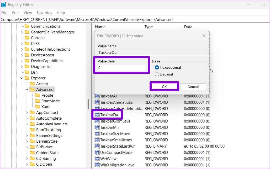 Tweak-Registry-Editor-1029x647 كيفية التخلص من لوحة الأدوات على Windows 11