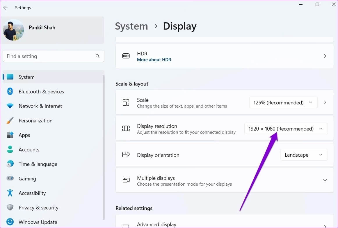 Update-Screen-Resolution-on-Windows-11-1162x786 أفضل 6 طرق لإصلاح مشكلة الشاشة الضبابية على Windows 11