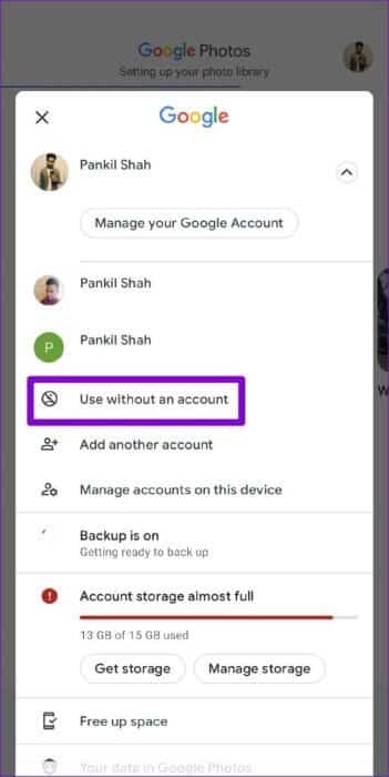 Use-Google-Photos-Without-Account-513x1024-1 أفضل 6 طرق لإصلاح صور Google عالقة عند إعداد مكتبة الصور الخاصة بك