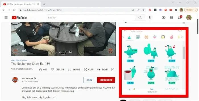 YouTube-Live-Super-Sticker-Choices كيفية المشاهدة والدردشة على YouTube Live Stream