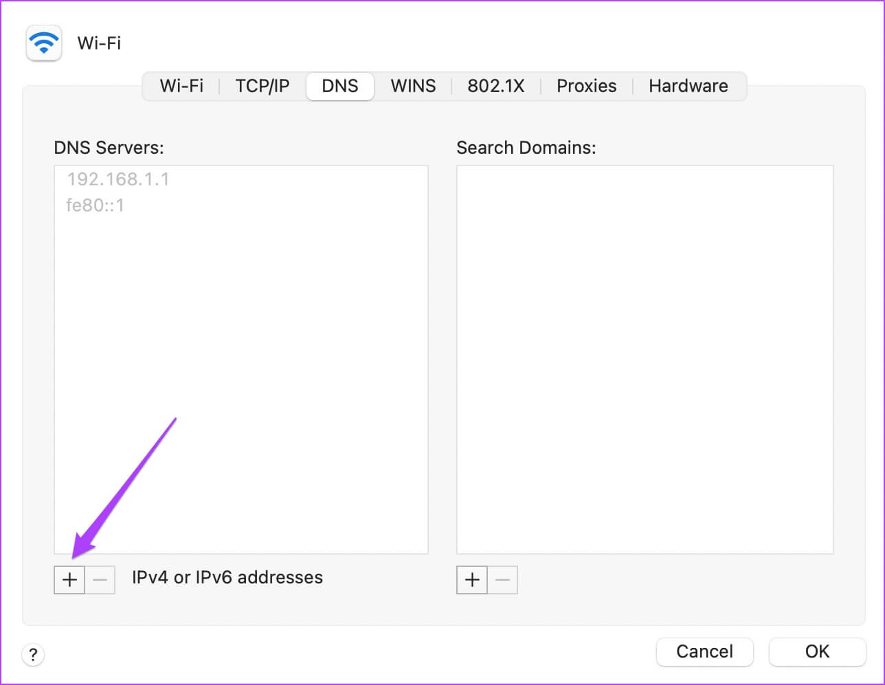 add-DNS-server-network-settings-mac-1288x998 أفضل 6 طرق لإصلاح عدم تسجيل دخول Microsoft OneDrive على جهاز Mac