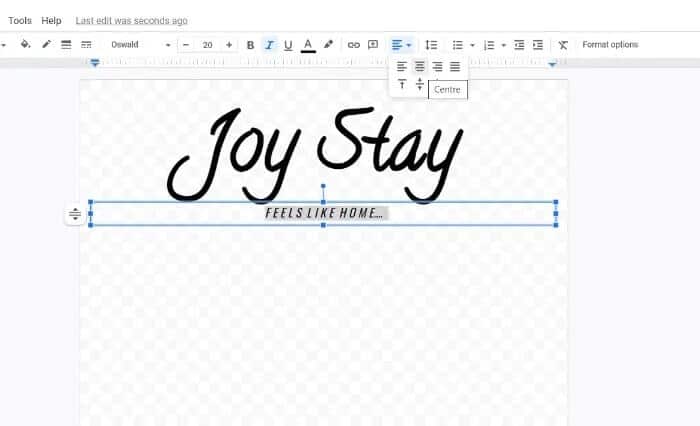 allign-your-logo-to-the-center كيفية إنشاء شعار باستخدام Google Drawings