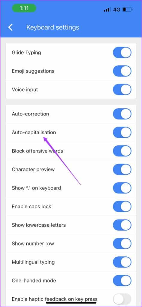 auto-capitalization-gboard-iphone-473x1024-1 كيفية إيقاف تشغيل الكتابة بالأحرف الكبيرة تلقائيًا في iPhone
