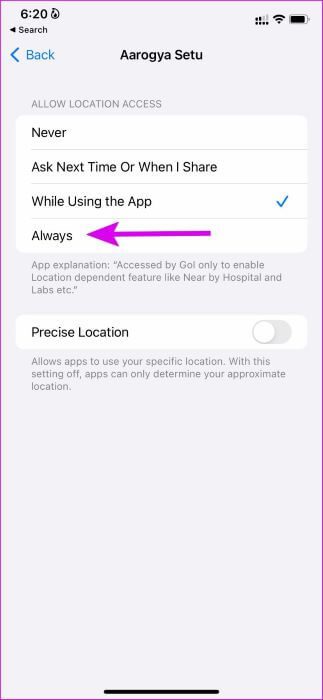change-location-to-always-fix-widgets-not-updating-on-iPhone أفضل 9 طرق لإصلاح عدم عمل الأدوات widgets أو لا يتم تحديثها على iPhone