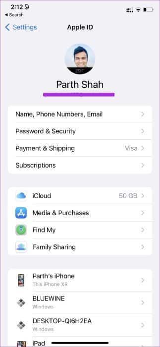 check-apple-id-on-iphone أفضل 8 طرق لإصلاح عدم ظهور مكالمات iPhone على iPad